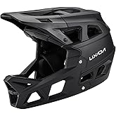 Lixada Adult Bike Helmet, Full Face Mountain Bike Helmet Lightweight Bicycle Helmet with Pads & Visor, Comfort Cycling Helmet Racing Downhill MTB Helmet for Men Women