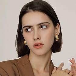Teardrop Necklace Earrings Chunky Gold Hoop