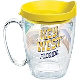 Tervis Florida - Key West Collage Tumbler with Wrap and Yellow Lid 16oz Mug, Clear