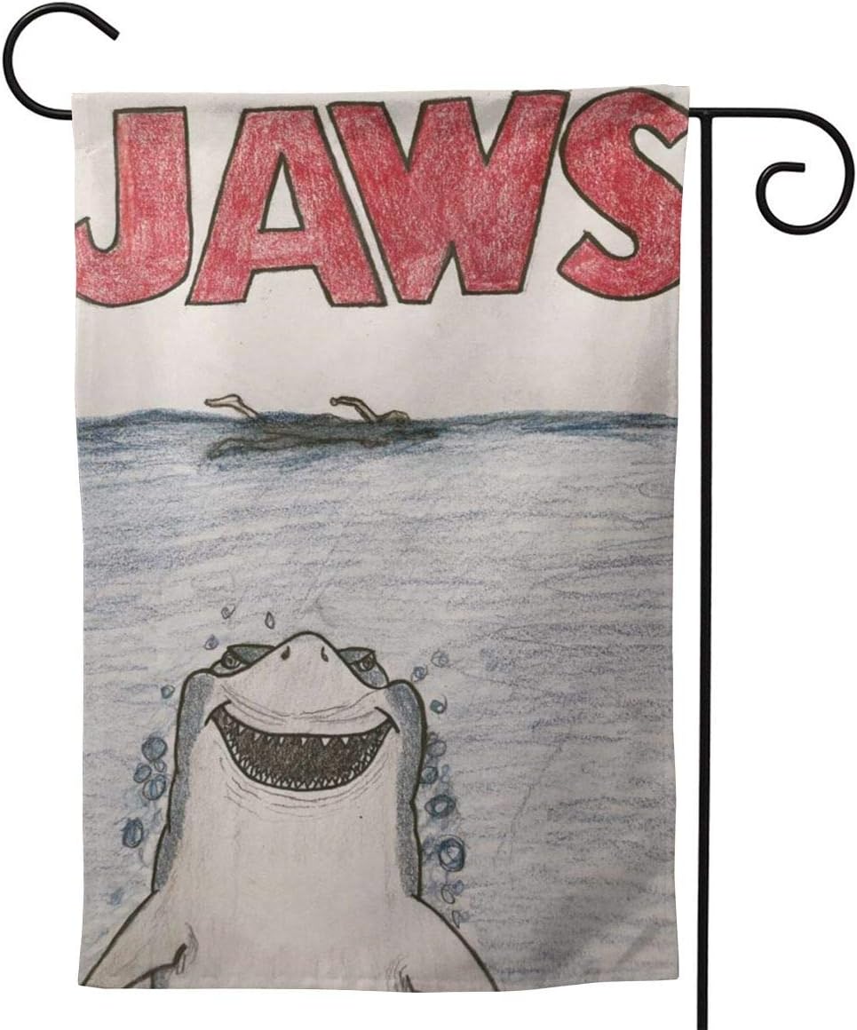 BambooPavilion Garden Flag Jaws Recreation with Bruce The Shark Yard Outdoor Decoration 12x18 Inch