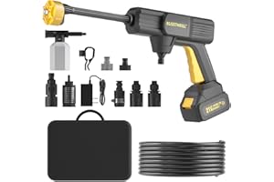 Blissthrill Cordless Pressure Washer Battery Operated; 1100PSI 2.4 GPM Portable Cordless Power Washer with 6-in-1 Nozzle, Foam Cannon, 21V Battery&Charger; Handheld Pressure Washer for Home, Car, Yard