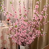 PRTECY 10PCS Artificial Cherry Blossom Flower Branches, 25.6 Inch Silk Spring Peach Blossom Bouquet Fake Flower Stems Arrangement for Wedding Home DIY Decoration