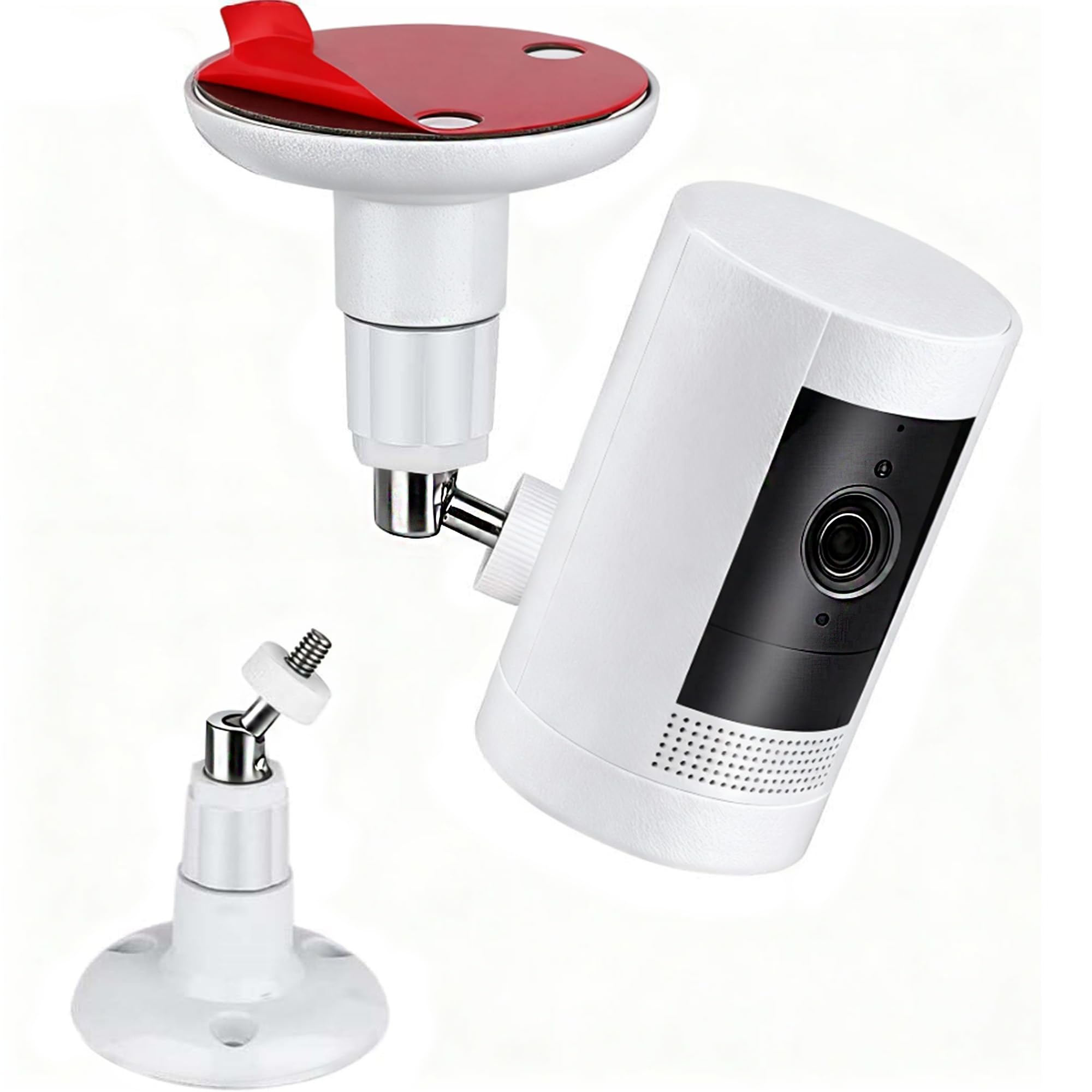 Photo 1 of 1 Pack Adhesive Ring Camera Mount Stick Up Mount Holder Compatible with Outdoor Security 360° Adjustable Security Mounting Bracket Camera Not Included (White)