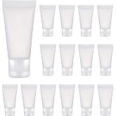 VANTOBEST 20Pcs Transparent Plastic Empty Tubes with Flip Cap Soft Tubes Squeeze Bottle Facial Cleaning Bottles Refillable Makeup Sample Holder Dispenser (15ml/0.5oz)