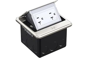 WEBANG Pop Up Floor Outlet Box with 20 Amp Tamper-Resistant Receptacle Outlet, Corrosive Resistant Hardware, ETL Listed, Brushed Nickel