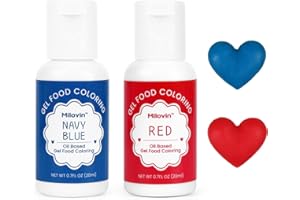 MILOVIN 2 Colors Oil Based Food Coloring for the 4th of July, Red Blue Edible Food Coloring Gel for Cake Decorating, Sugar, Candy Melts, Baking, Cookies, Icing Frosting, Meringues, Cream 0.7 Fl. Oz/bottle(Navy blue, Red)