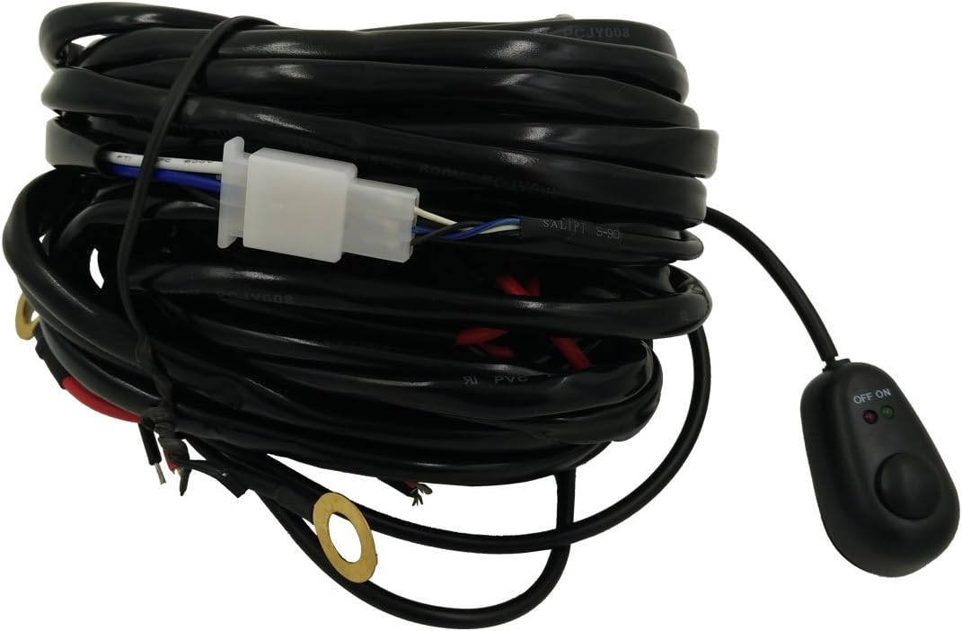 CoolYeah Wiring Harness Kit 2 Lead with Toggle switch for Led Work Lights and Light Bar with 2 Connectors