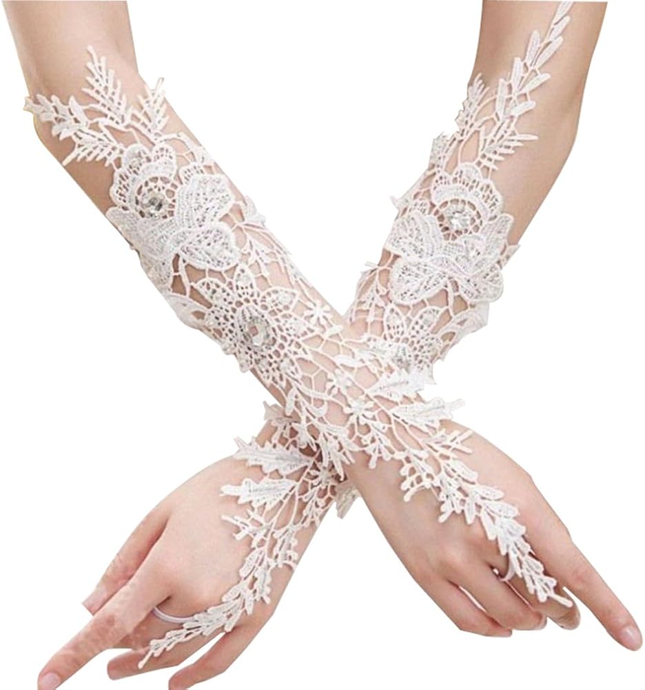 Gtopart Flower Girl Gloves White Lace Long Princess Gloves for Wedding