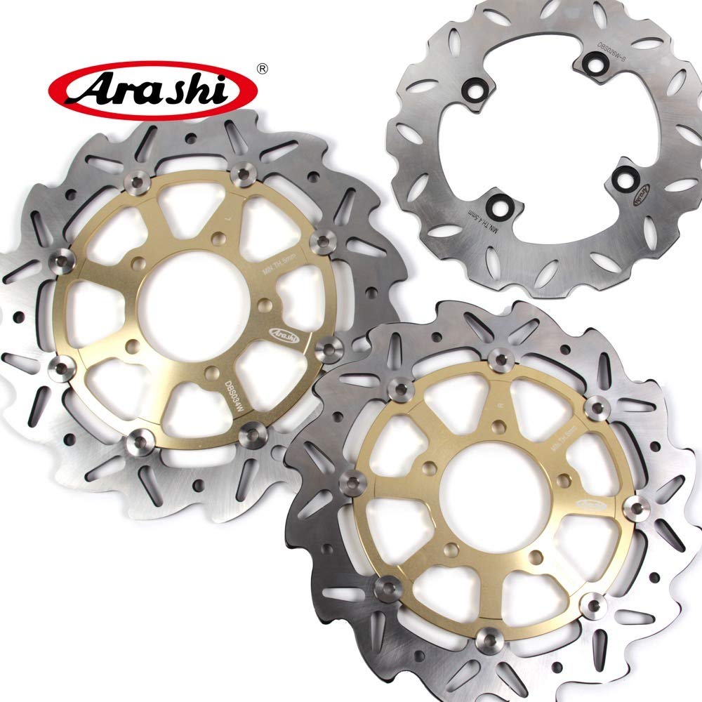 Arashi Front Rear Brake Disc Rotors for KAWASAKI Ninja ZX6RR 2005 2006 Motorcycle Replacement Accessories ZX-6RR Gold 05 06 ZX6R ZX-6R