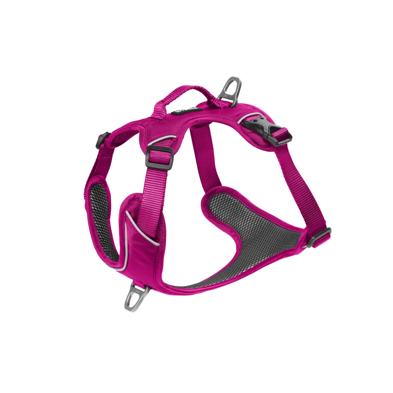 KYFLIE - No-Pull Reflective Dog Harness for Training & Daily Walks - Adjustable & Breathable Y Harness - Front & Back Leash Attachments - Control & Assistance Handle - M - Pink