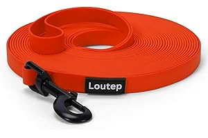 Loutep Biothane Long Line Dog Leash 5ft, 10ft, 16ft, 30ft, 50ft PVC Recall Waterproof Dog Leash Beach Swimming Tracking Training Dogs Lead for Pet, Medium and Large Dogs