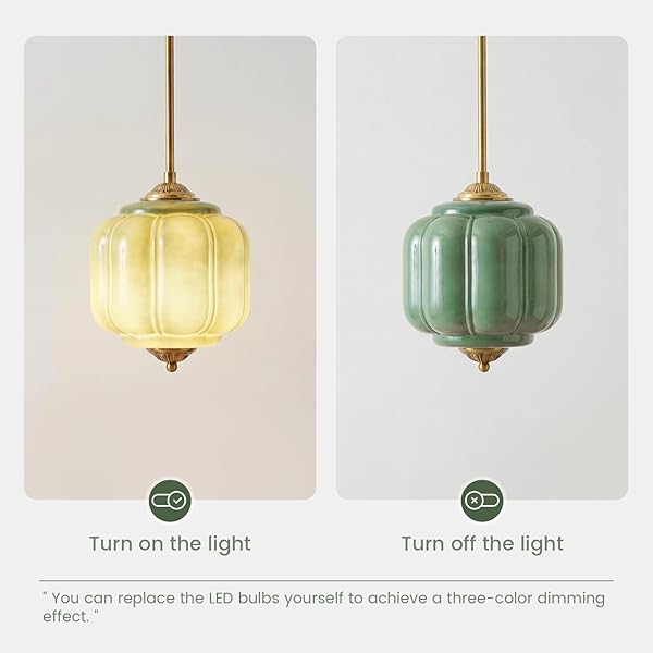 CKENSU MILK GLASS CEILING LIGHT FIXTURE – ANTIQUE BRASS SEMI FLUSH MOUNT PENDANT LIGHT FOR KITCHEN, HALLWAY, AND BEDROOM (GREEN, 9 INCH)