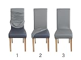 Amazon Basics Stretch Dining Chair Covers Set of 4 Light Grey Solid view 6