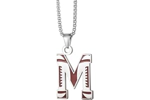 EZUY GNAY Letter Football Stainless Steel Football Necklace Player Number Pendant Silver Athlete LetterJewelry