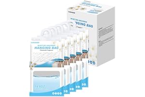 CANAGER Hanging Moisture Absorber, Hanging Dehumidifier Bags for Closet,Bedroom and Kitchen,Fresh Scent-5 Packs,Moisture Absorb 14.8OZ.