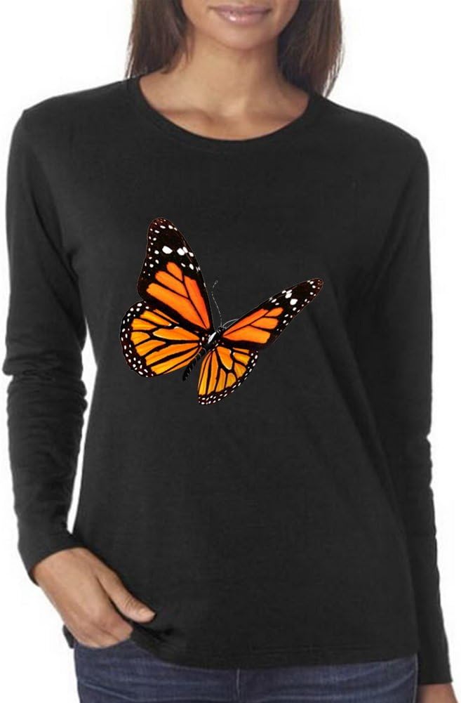 HANGTIANKEJI Art Butterflies Painting Performance Hipster Powertrain Long Sleeve Women T-shirt Size S