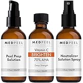 Medpeel 70% AHA & Vitamin C Brightening Essential Chemical Peel at Home Kit, Includes Peel, Prep, Neutralizer, Deep Strength Professional Grade Chemical Face Peel, Reduces Age Spots, 1oz/30ml