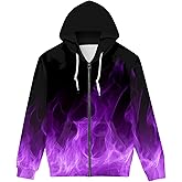 PUNUVOMY Men Novelty 3D Skull Print Long Sleeve Zip up Hoodies Pullover Sweatshirts with Pocket