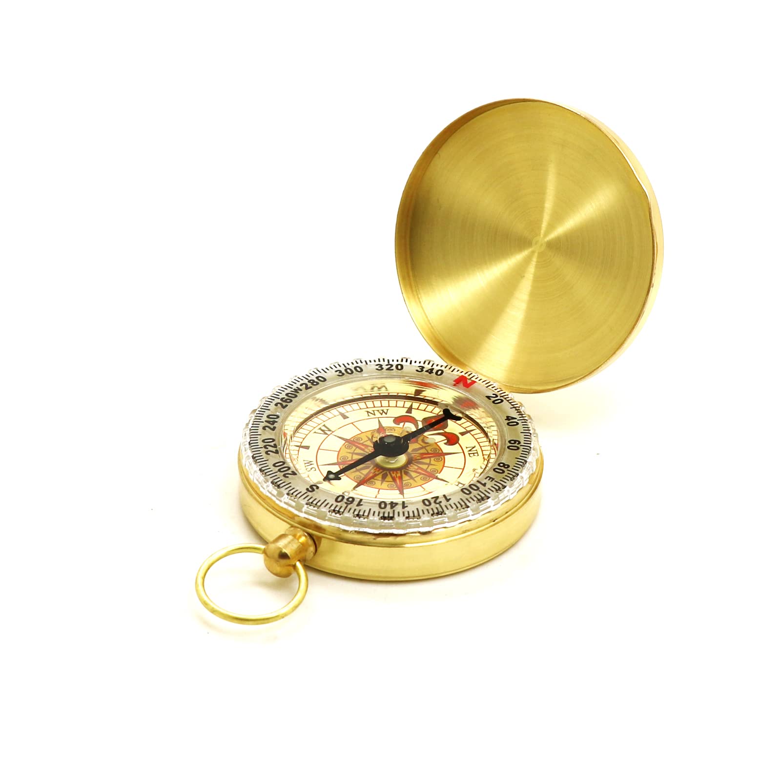 Navigation Compass for Outdoor Hiking and Camping - Dark Night Vintage Clamshell Design Orienteering Survival Gear (Gold)