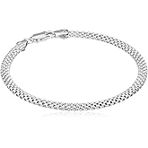 Amazon Essentials Sterling Silver or Gold over Sterling Silver Mesh Chain Bracelet, 7" or 8" , (previously Amazon Collection)