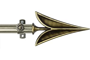 Rod Desyne Arrow Adjustable Window Curtain Rod Set, 66 to 120-Inch, Antique Brass