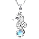 OUTANG Seahorse Necklace for Women 925 Sterling Silver Moonstone Ocean Seahorse Pendant Ladies Jewelry Gifts