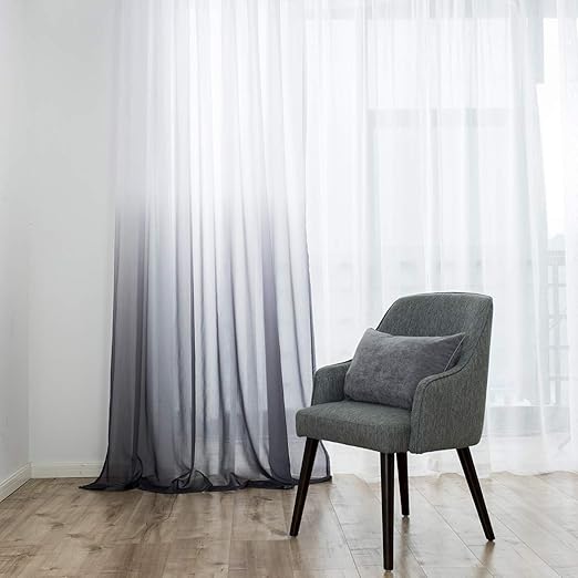 Amazon Com Selectex Linen Look Ombre Sheer Curtains Rod Pocket