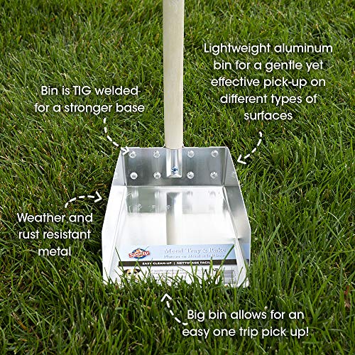 Spotty Wood Handle Pooper Scooper Durable Solid Metal Poop Tray with