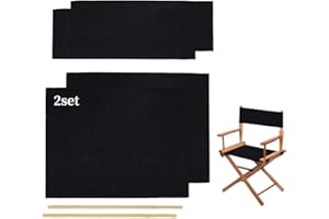 Wonafa 2 Set Director Chair Canvas Replacement with Wood Stick,21.2" L x 16.1" W/21.2X 7.8 Portable Replacement Cover Canvas for Directors Chair，Casual Director Chair Replacement Canvas (Black)