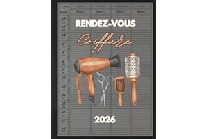 Carnet de rendez-vous coiffeur 2026 : Agenda RDV coiffure 2026, Planificateur de rendez-vous 2026, par incréments de 15 minut