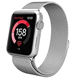 Teslasz BIS00301 38 mm Stainless Steel Milanese Loop Strap Magnetic Buckle Wrist Band for Apple iWatch - Silver