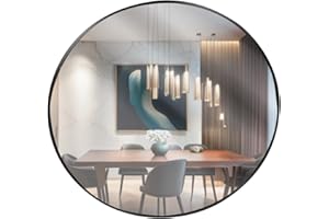 GAON LEGACY Black Round Mirror for Wall with Metal Frame - 32 Inch Circle Wall Mounted Mirror for Bathroom or Living Room GAON