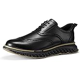 HEEZ Men's Dress Sneakers, Casual Dress Shoes for Men Comfortable, Wingtip Oxford for Business Office
