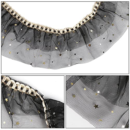 VGOODALL Black Glitter Tulle Ribbon Sparkling Tulle Rolls, 5 Yard Mesh lace Ribbon for Wedding Decoration Gift Wrapping Tutu Skirt DIY Arts and Crafts