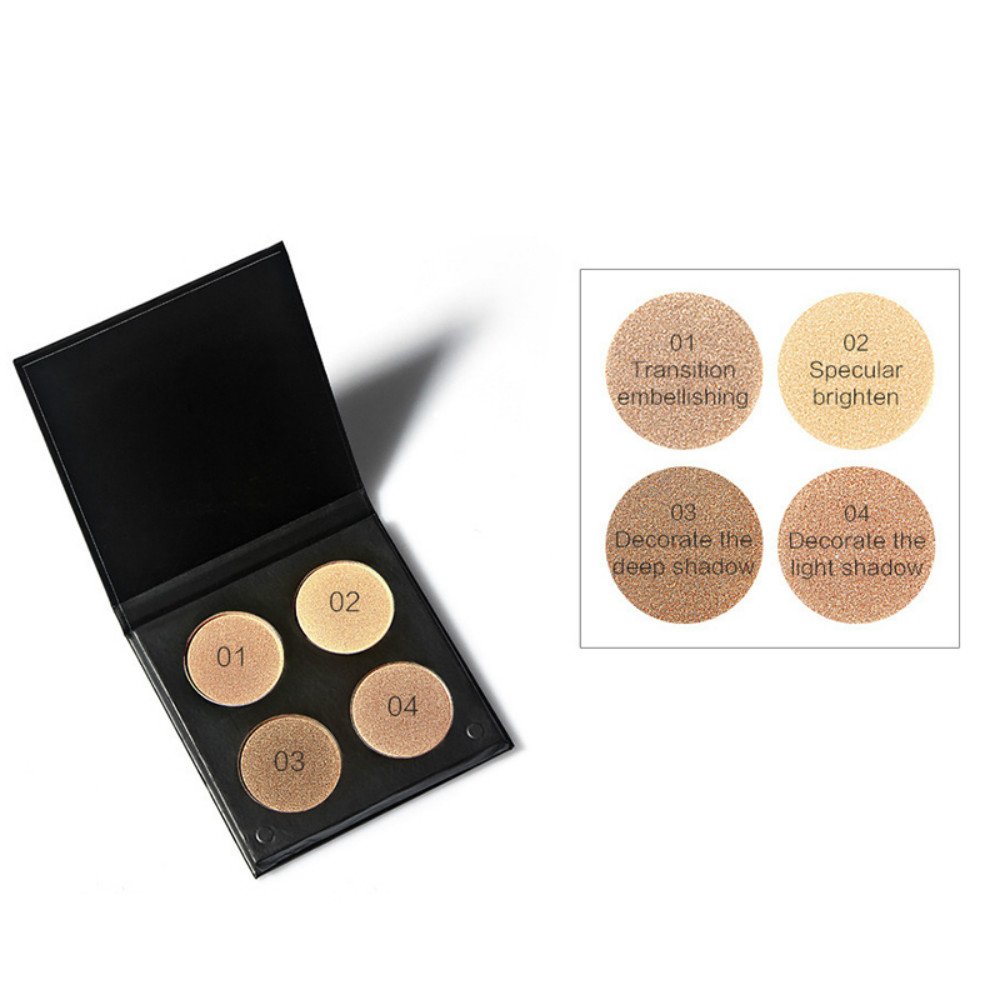 vinmax 4-Color Repair Capacity High-Pearl Powder Matte Powder,Powder Palette Cosmetics Cream Contour & Highlighting Makeup Kit 0.5 Oz-1#