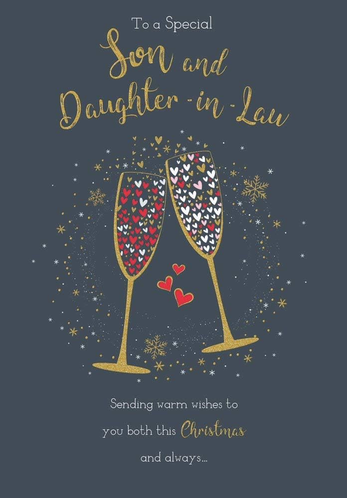 Piccadilly Greetings Modern Christmas Card Son & Daughter in Law - 9 x 6 inches, Black