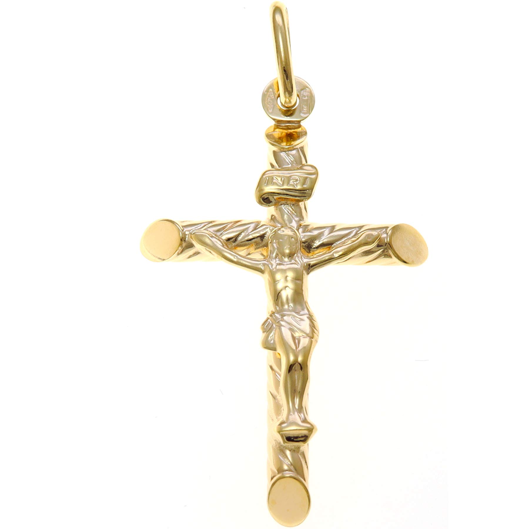 Alexander Castle Solid 9ct Gold Crucifix Necklace Pendant for Women - Cross Charm with Jewellery Gift Box - PENDANT ONLY - 30mm x 22mm