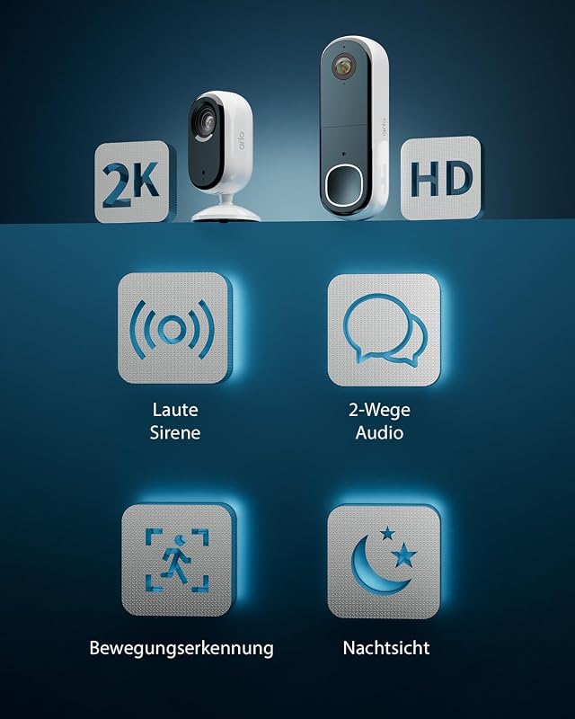 HD Video Türklingel & 2K Überwachungskamera Innen, Smart Home Set