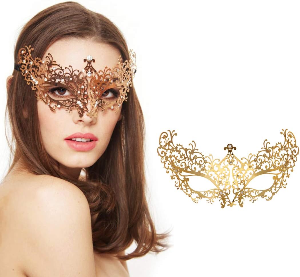Masquerade Mask for Women Venetian Metal Party For Carnival Halloween Costume Cosplay