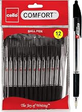 Cello Comfort Ballpoint Pens Premium Retractable 1.0mm Black Ink Pack of 12 view 7