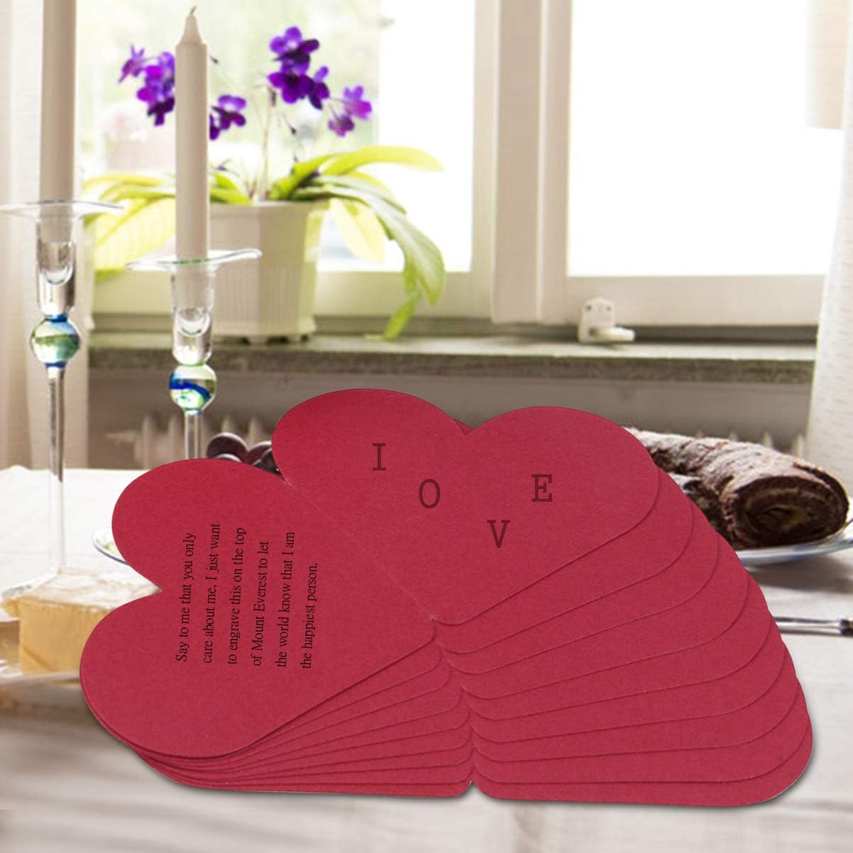 Amazon Amosfun グリーティングカード ハート型 メッセージカード 折り畳み ギフトカード バレンタインデー 結婚式 感謝祭 10枚セット 赤 ポストカード 絵柄付はがき 文房具 オフィス用品