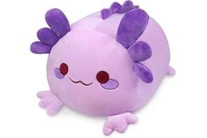 Auspicious beginning Cute Axolotl Plush Stuffed Animal Toys, Soft Kawaii Cat face Newt Pillows Plush Dolls for Boys Girls Gifts（Purple Salamander,9.1inch）