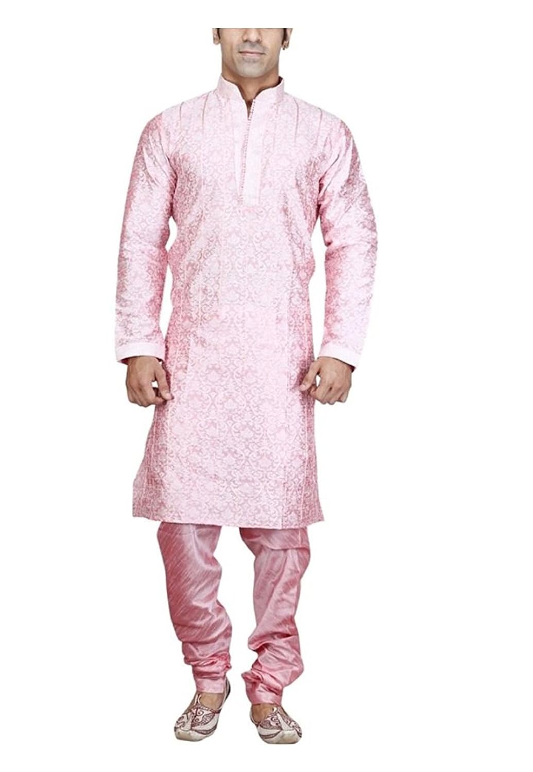 royal men's pink jacquard pintex sherwani