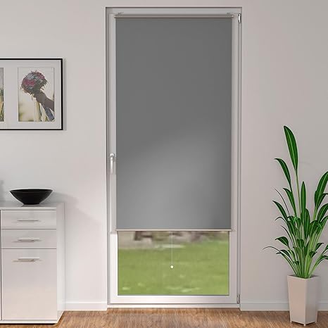 Homelux Verdunklungsrollo Thermorollo Klemmrollo Klemmfix ohne Bohren 100 x 220 cm GRAU
