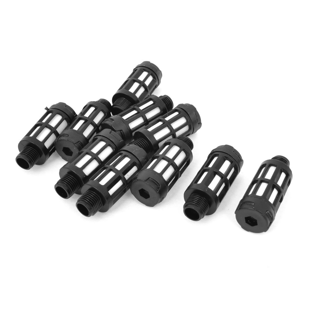 sourcingmap 10 Pcs Plastic 9.5mm 1/8PT Male Thread Pneumatic Muffler Silencer Pipe