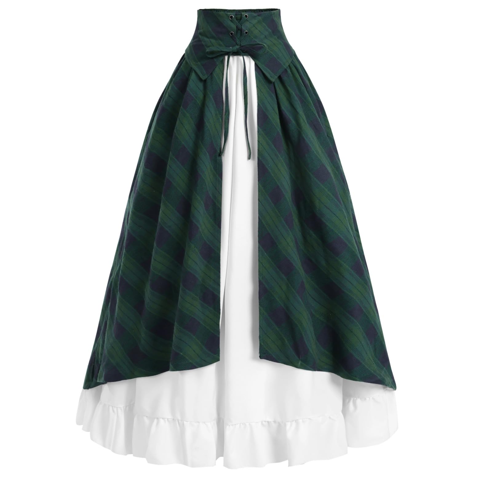Photo 1 of ***NEEDS ZIPPER REPLACEMENT**** NSPSTT Renaissance Skirt Green Plaid Skirts for Women High Waisted Skirt Victorian Costume SMALL