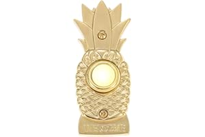 RANERVZ Doorbell Push Button, Gold Heavy Duty Metal Door Bell Wired Button LED Lighted Wall Mounted Door Bell Push Buttons-Gold Pineapple