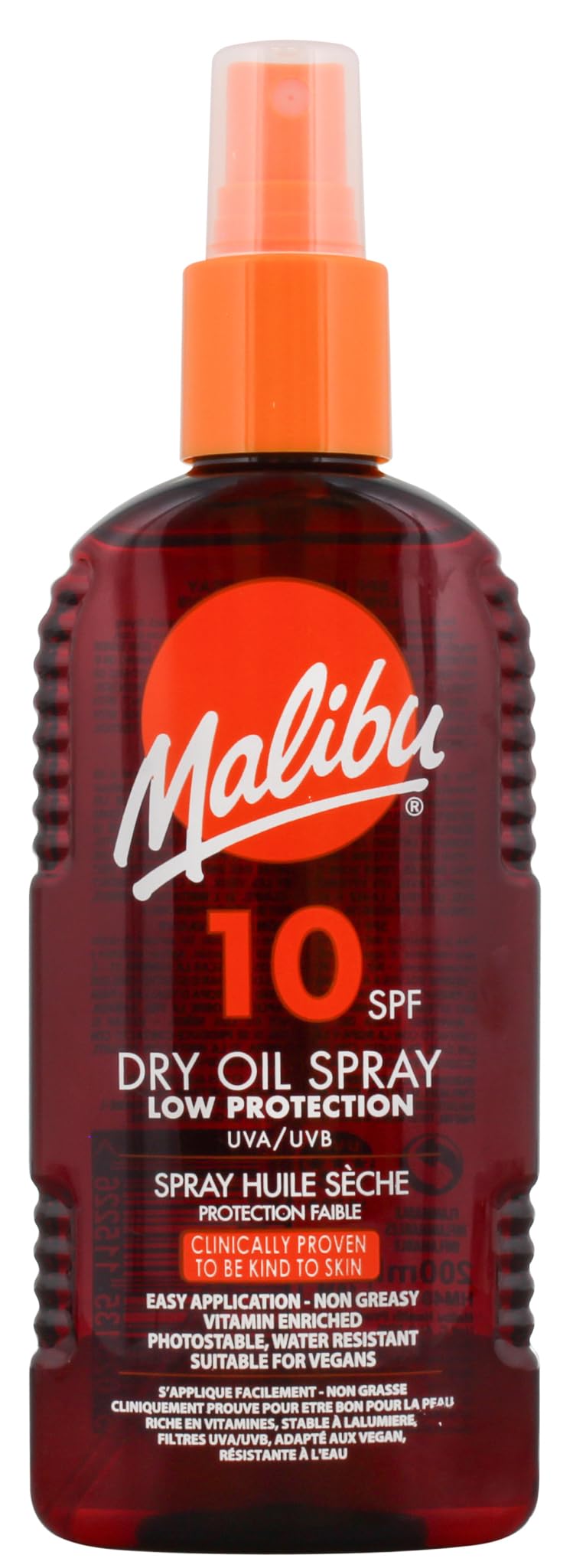 Malibu Sun SPF 10 Non-Greasy Dry Oil Spray for Tanning, Tan Enhancing & Moisturising Body Oil Mist, Water Resistant, 200ml
