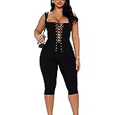 BDFSGS Two Piece Sets for Women Sexy Ribbed Crop Tops High Waist Bodycon Capri Pants Womens Summer Outfits Clubwear