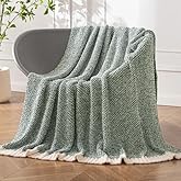 MIULEE Green Super Soft Throw Blanket for Couch, Cozy Fluffy Warm Throws Knit Blankets for Sofa, Bed, Chair, Living Room, Camping, Picnic, 50 x 60 inch